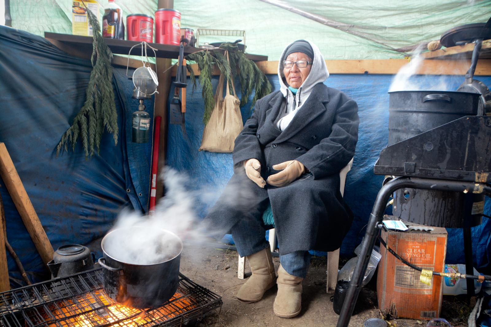 Grandmother Dorothy Cooking, Standing Rock