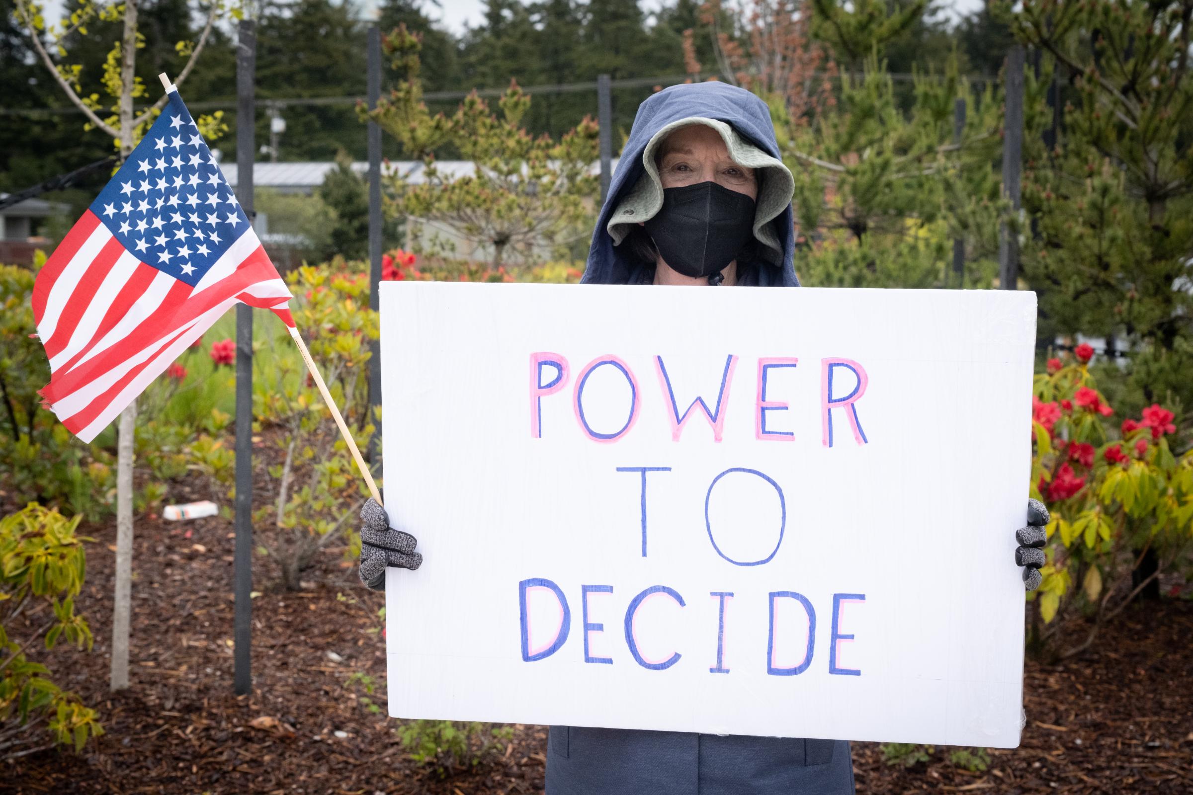 Bans Off Our Bodies Rally Florence Oregon - Woman with Power to Decide sign, Florence Oregon, May 14 2022