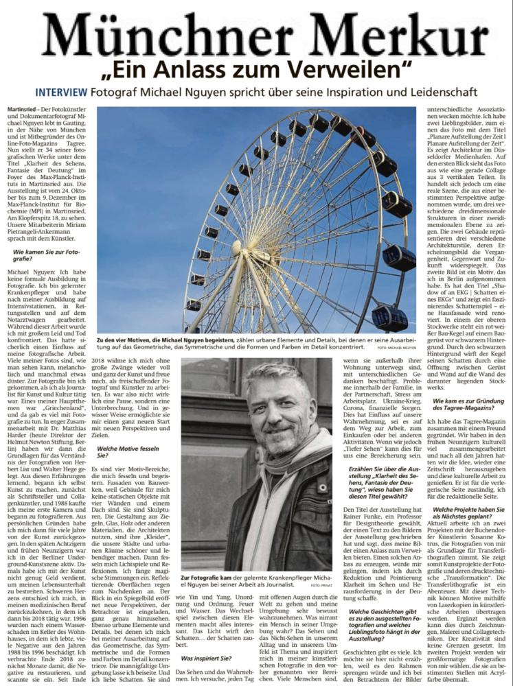 Thumbnail of Daily Newspaper Münchner Merkur "An occasion to linger" INTERVIEW: Photographer Michael Nguyen talks about his inspiration and passion