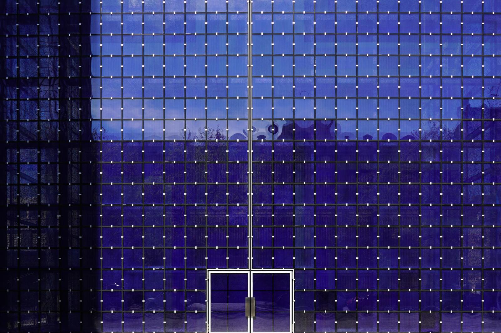  Munich, Germany&nbsp;  # 3872 4/2023 Facade with entrance door of &nbsp;the Catholic parish church Herz Jesu in Munich-Neuhausen. Reflections of the surroundings in the glass facade. The modern building became one of the most visited churches in Munich. Architects Allmann Sattler Wappner.