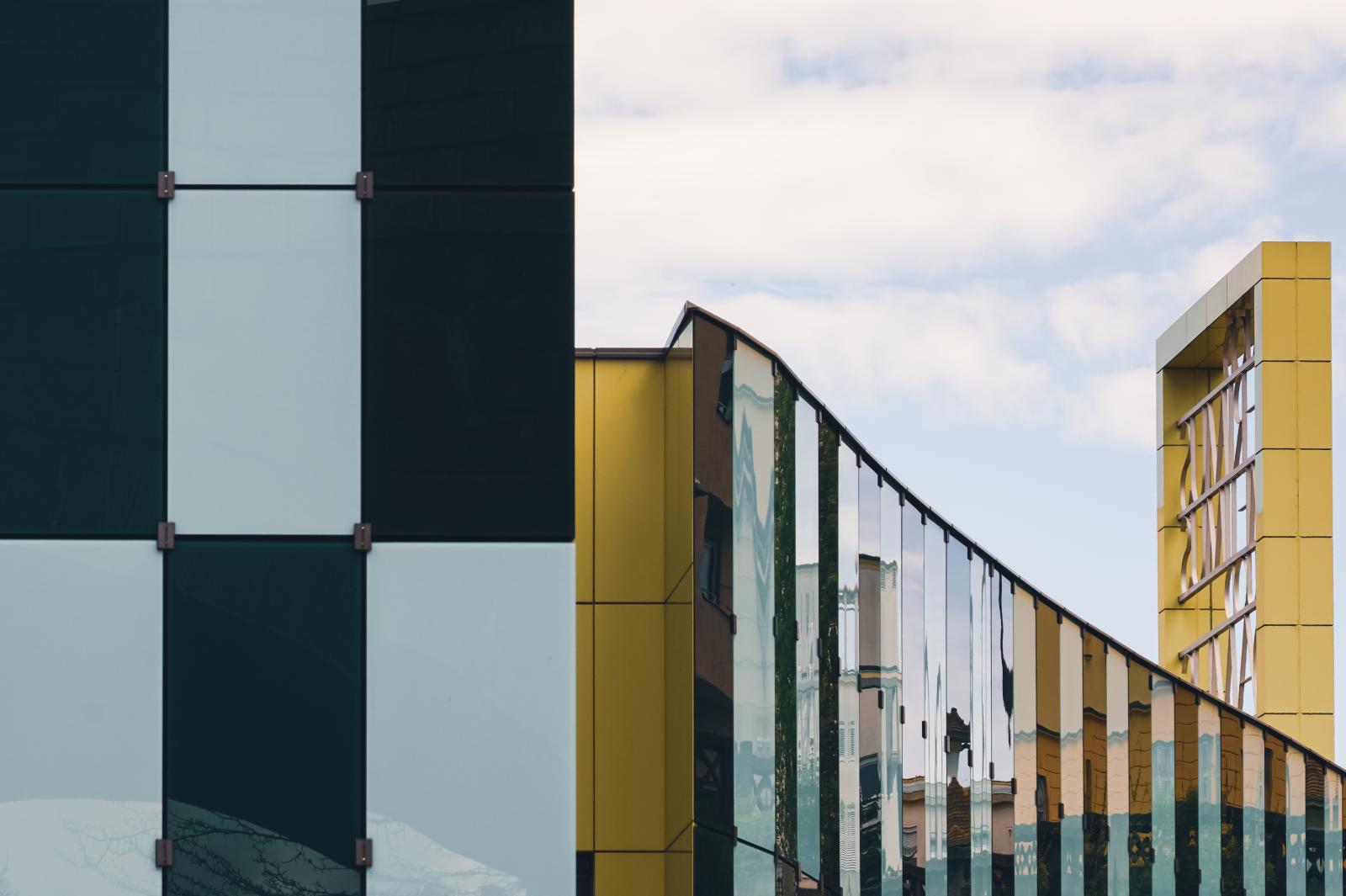  Maribor, Slovenia  # 3881 4/2023 Reflections in the exterior facade of the Faculty Of Medicine, University of Maribor, located in Maribor, in the Magdalena District, on the right bank of Drava river. It is one of the largest medical institutions in Slovenia,