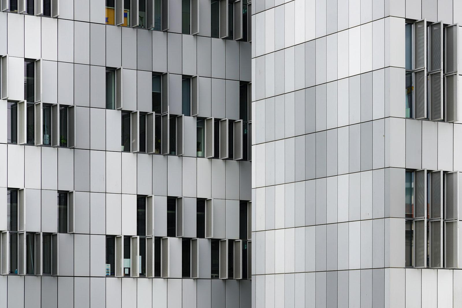 Eight Shades of Grey: The Facade of the Med Campus Graz photographed by Michael Nguyen