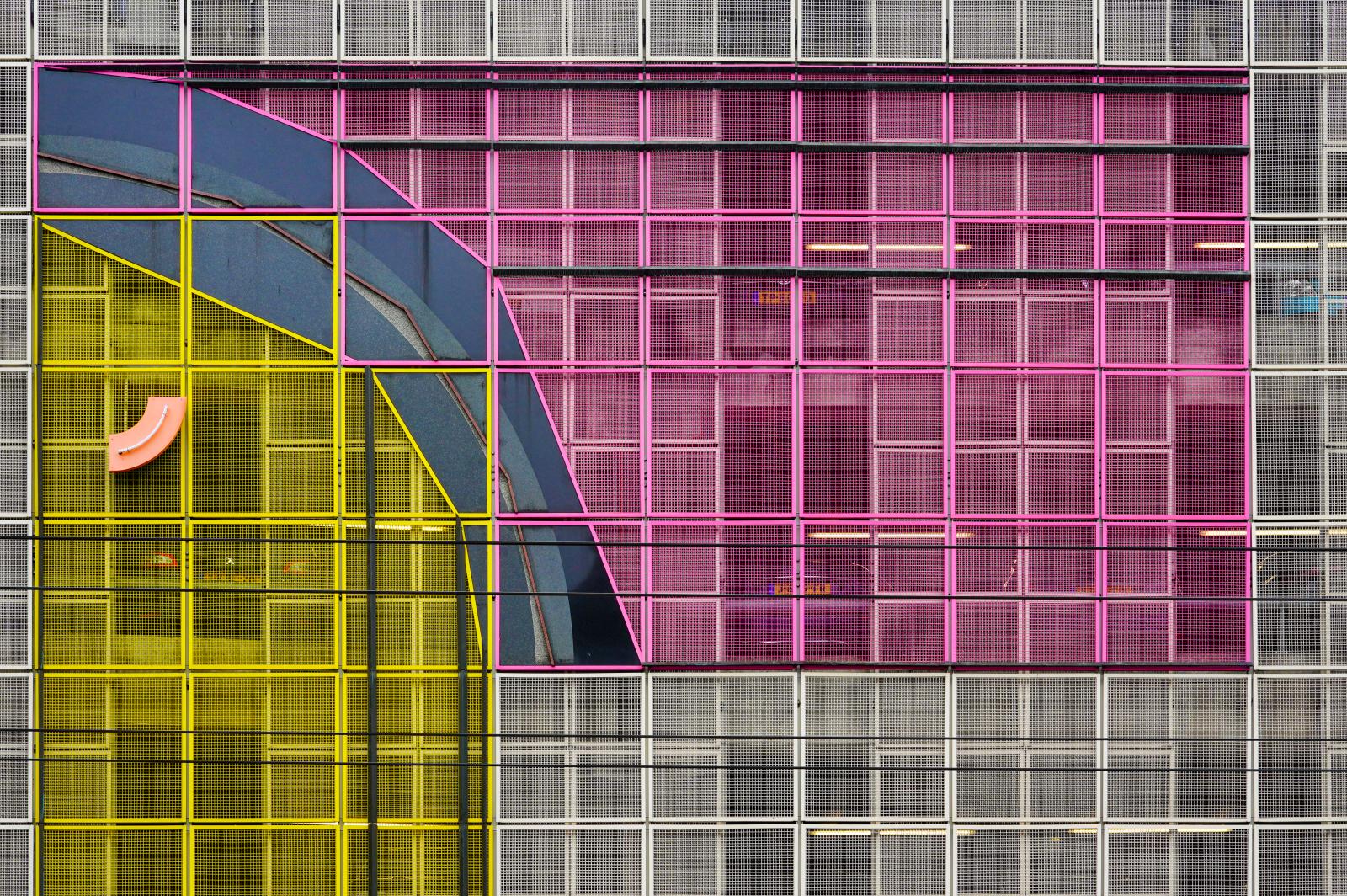 Colorful facade of a Multi-storey car park. | Buy this image
