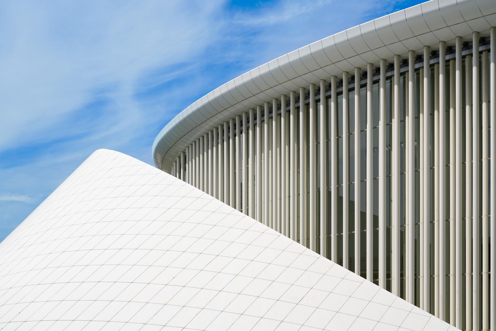 Architectural City Tours: Philharmonie Luxembourg. Shape of an Eye, 823 white Columns