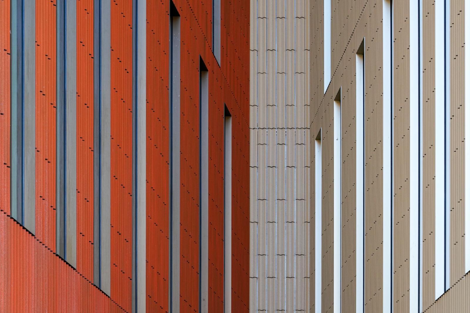 Rhythms of Red and Yellow: Concert Hall and Congress Center Facade of Malmö Live | Buy this image