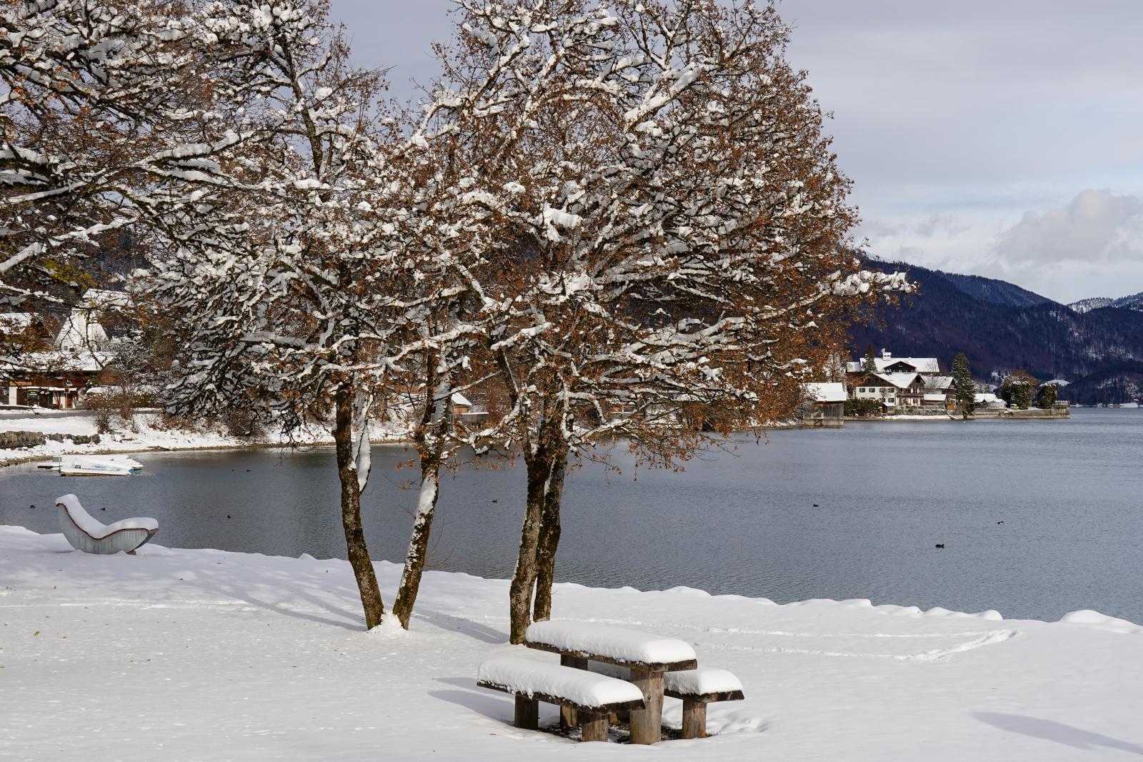 First snowfall has brought wint...argest Alpine lakes in Germany.