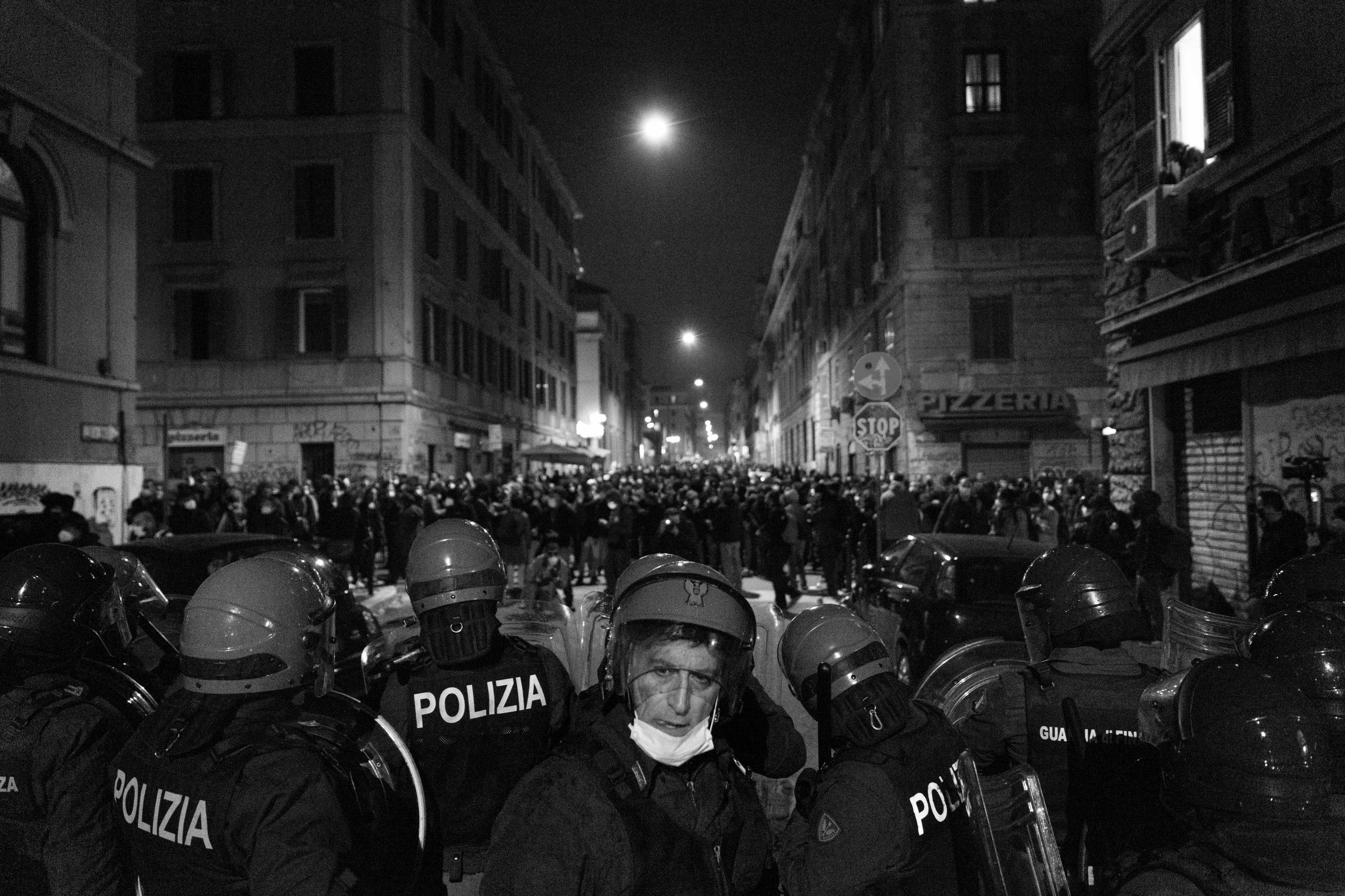 A Year Of Ordinary Covid - A moment during the clash between the police and the...