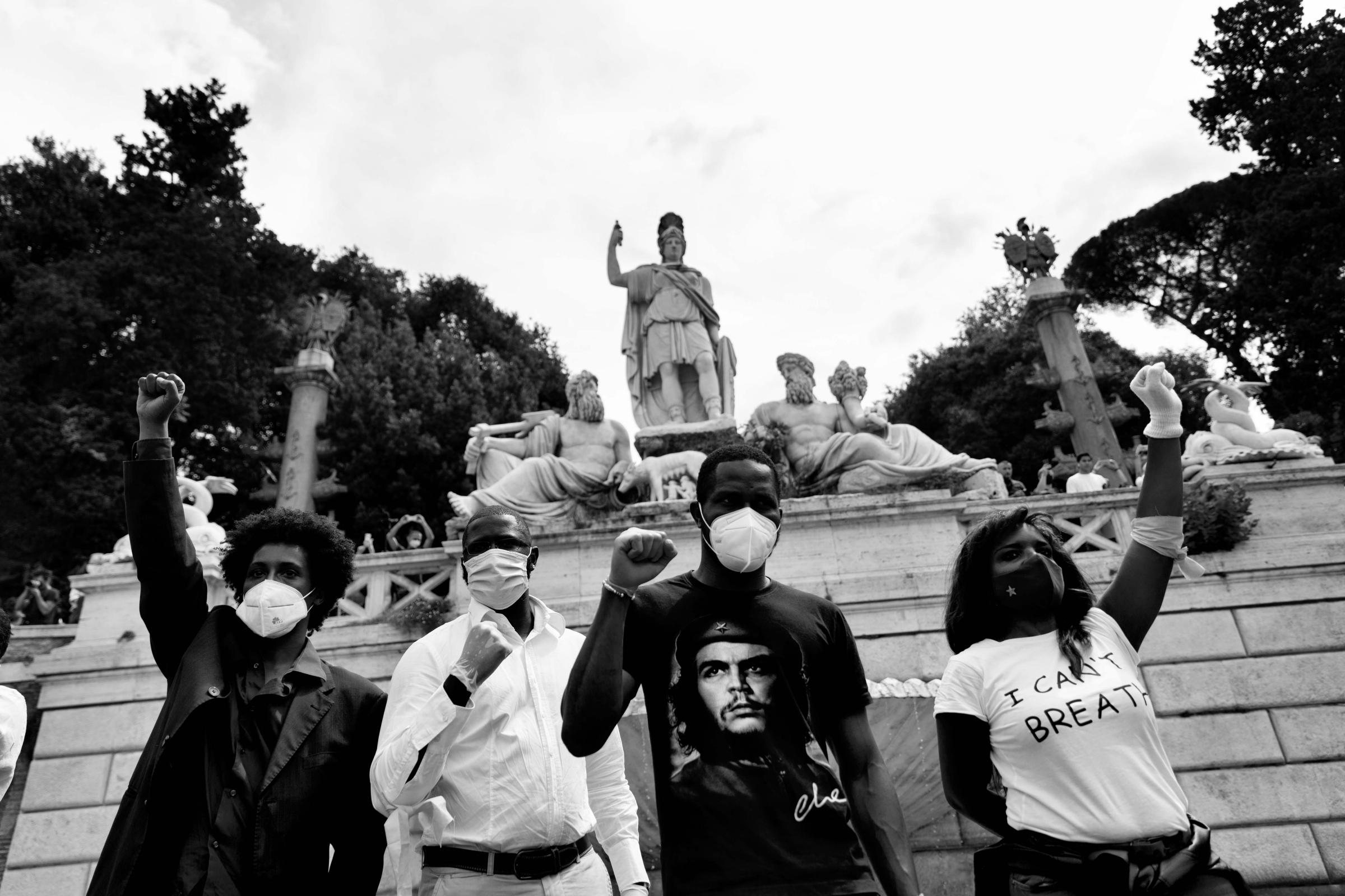 A Year Of Ordinary Covid - A group of people durign the anti-racist protest in Roma...