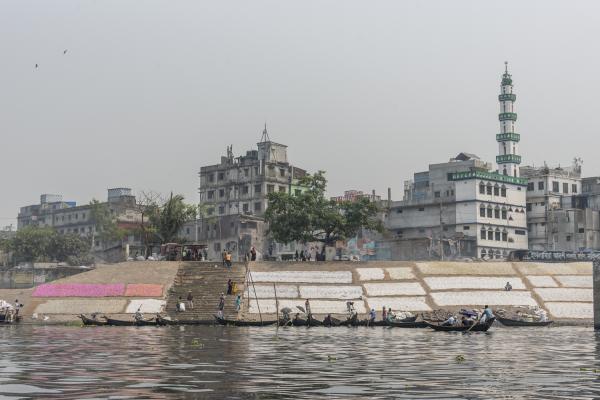 Dangerous job of recycling - View of Showari Ghat in Old Dhaka, a jetty where plastic flakes&rsquo; recyclers wash and dry...