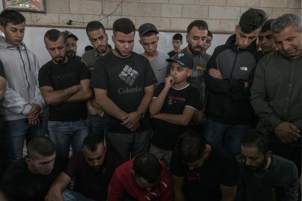 Funeral in West Bank - Family and friends during the funeral of 29-year-old Ibrahim Zayad who died in an Israeli army...
