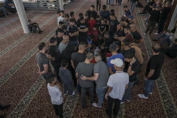 Funeral in West Bank - Aerial view of friends and family during the funeral of Ibrahim Zayad, who was 29 years old and...