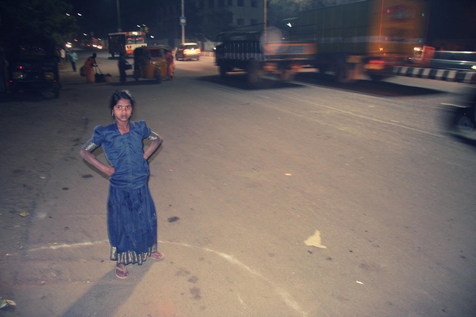 Young girl on street