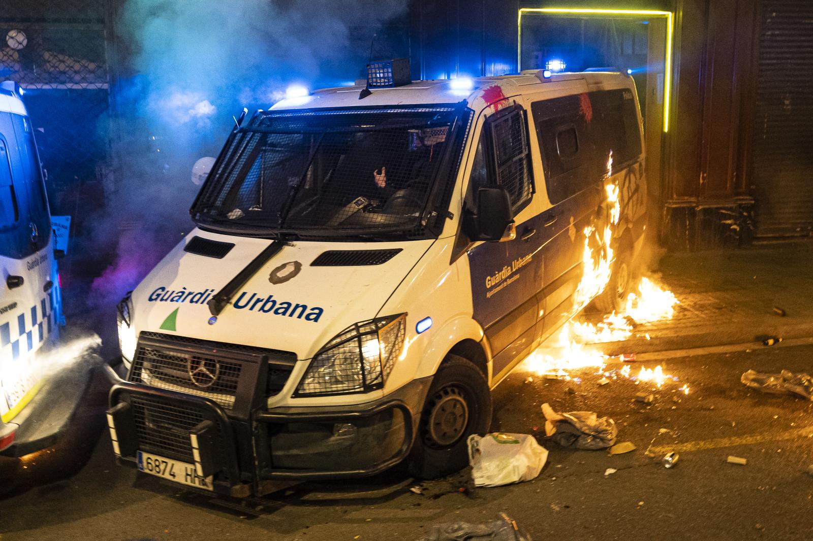 Image from DAILY NEWS - A van of the riot unit BRIMO of the Mossos de Esquadra is...