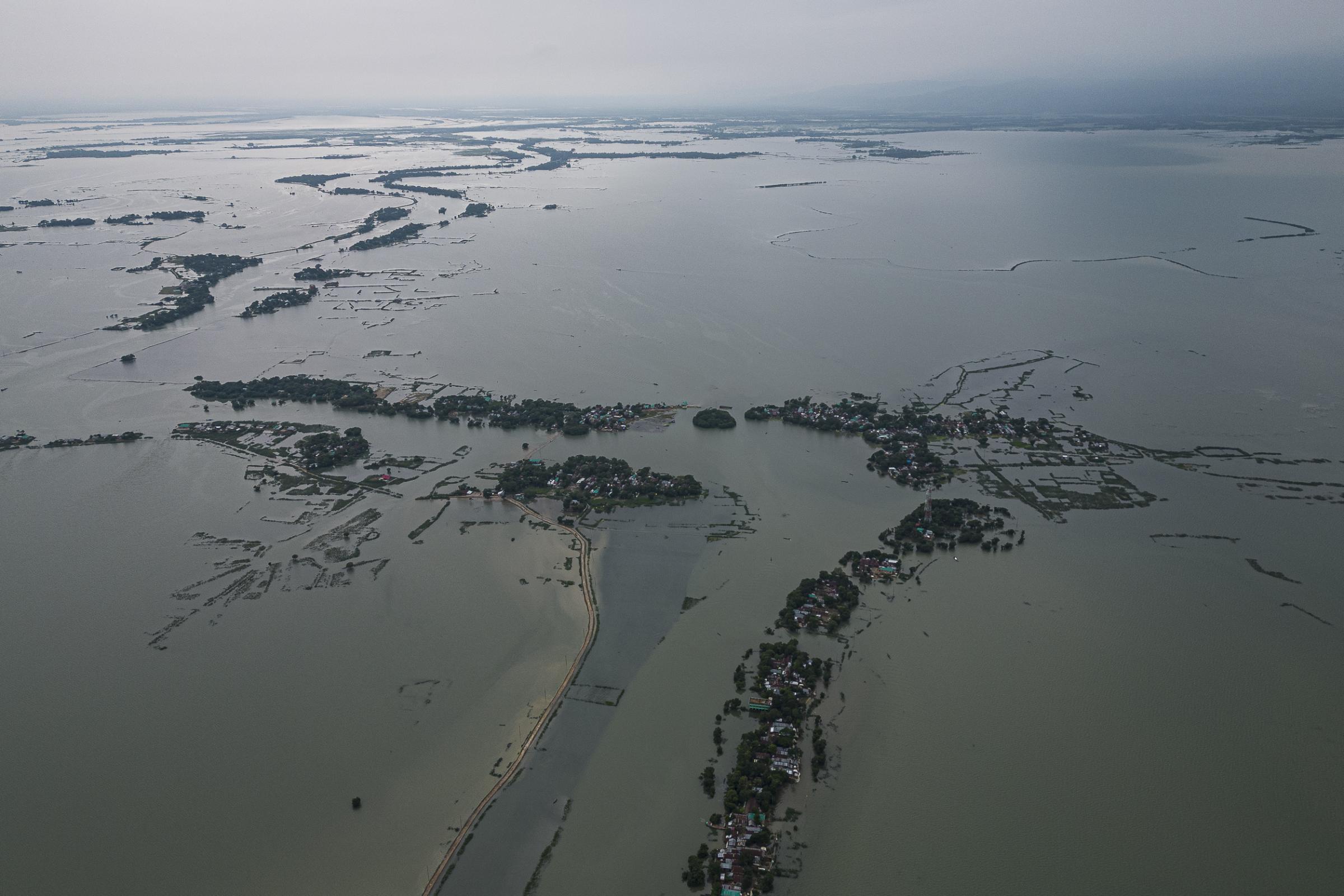 Beyond the storm - Aerial view of Tahirpur during the floods in July 2023.  