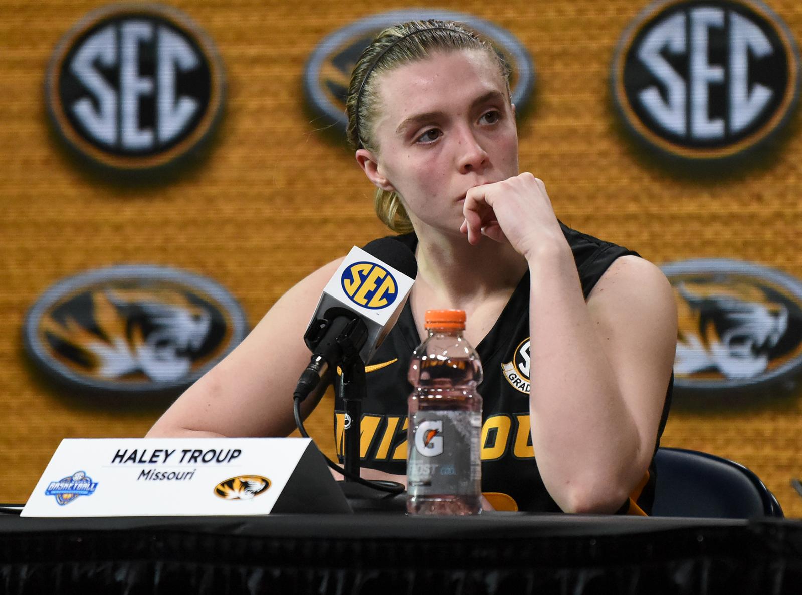 Haley Troup looks to the side on Thursday, March 3, 2022 at Bridgestone Arena in Nashville. &ldquo;We were so prepared that it allowed me to come into the game and play free,&rdquo; Troup said. &ldquo;Night in and night out, it&rsquo;s whatever I can do to help the team win, and tonight I just felt like I needed to be aggressive.&rdquo;