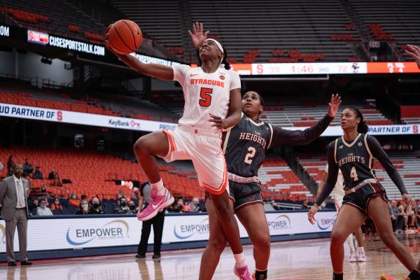 Image from Sports - #5 Teisha Hyman of SU makes a layup to bring the score to...