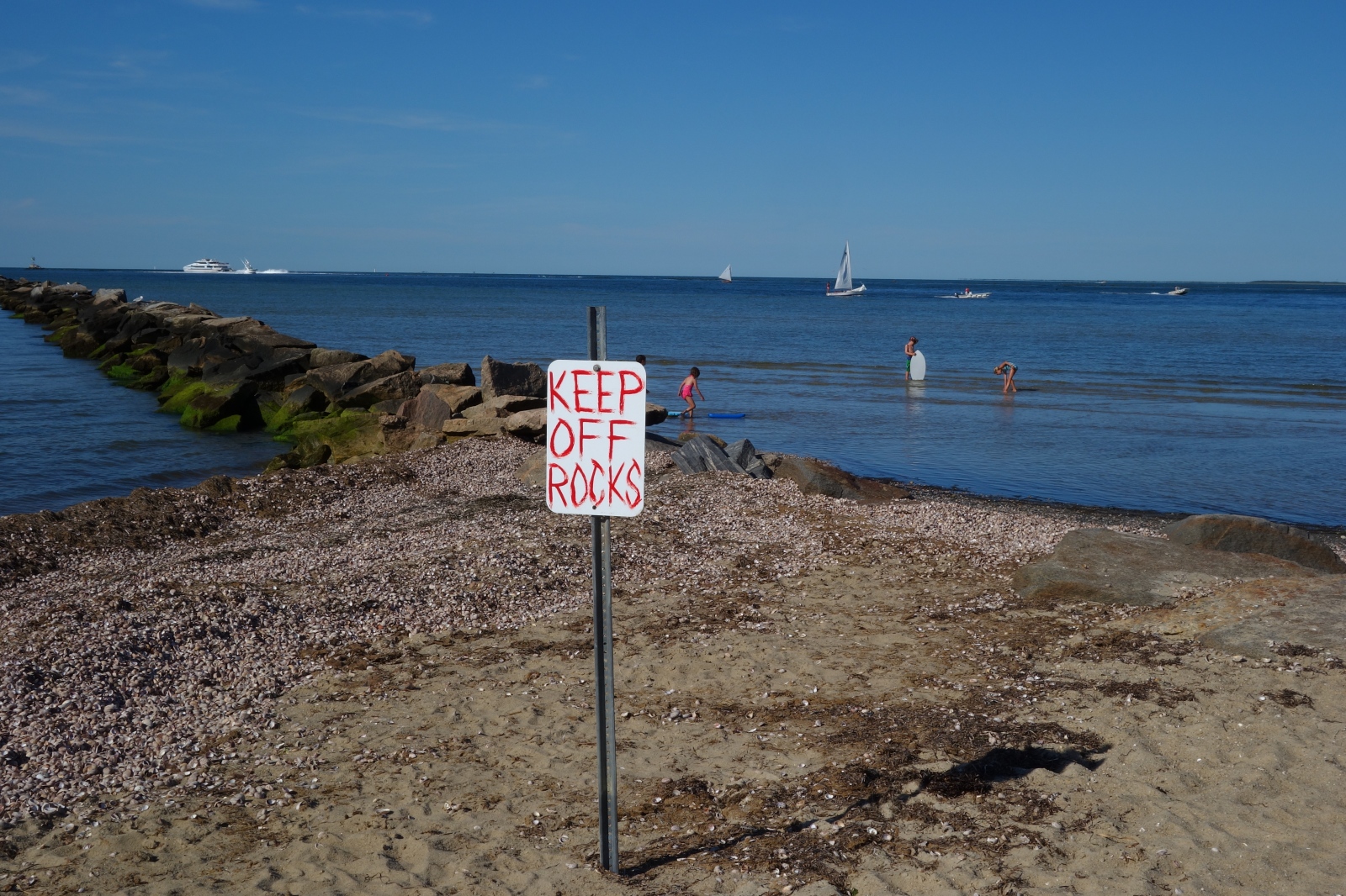 At the Water's Edge - "Keep Off Rocks," Jetties Beach, Nantucket,...