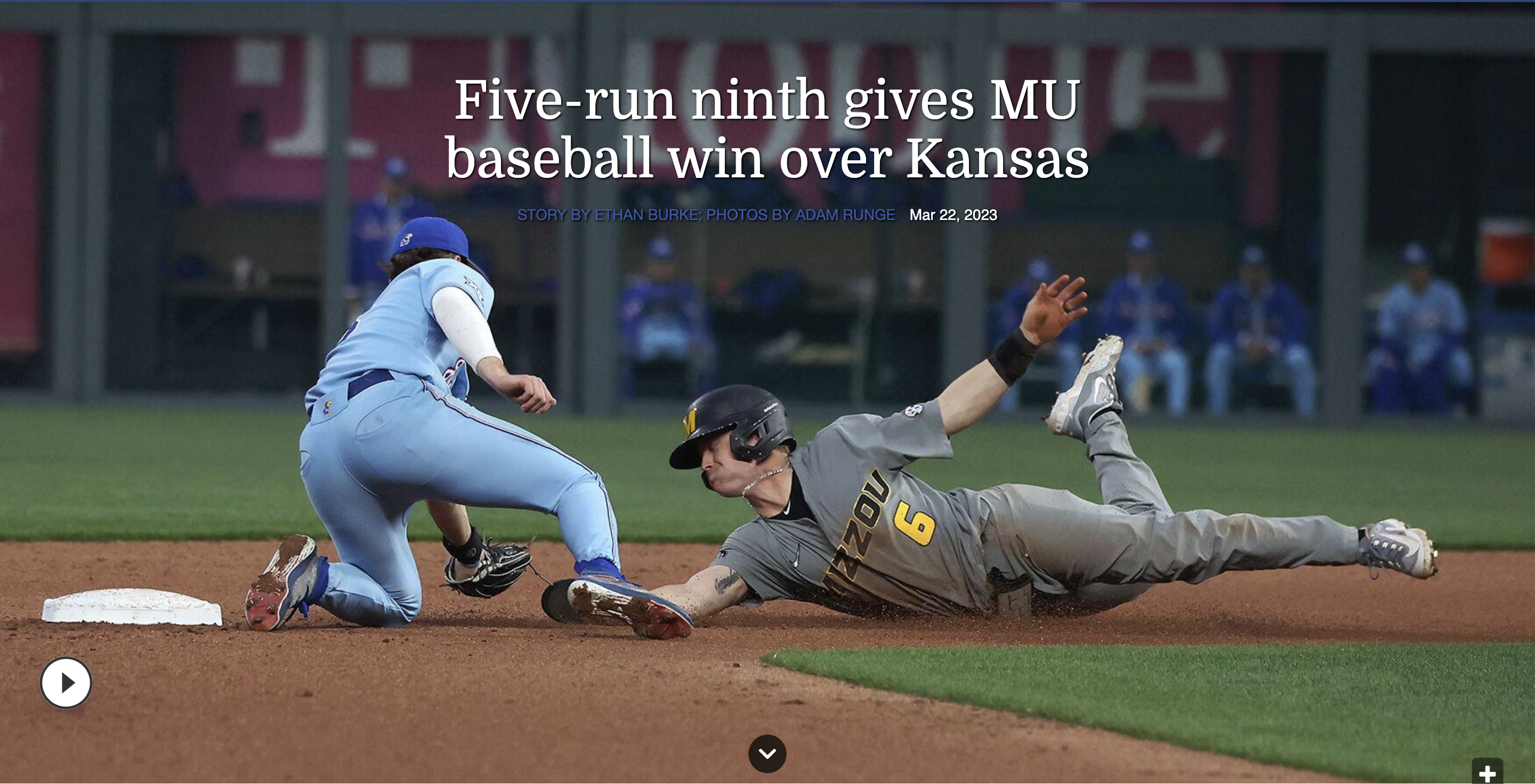 The Columbia Missourian - Click here to view web:  Five-run ninth gives MU baseball...