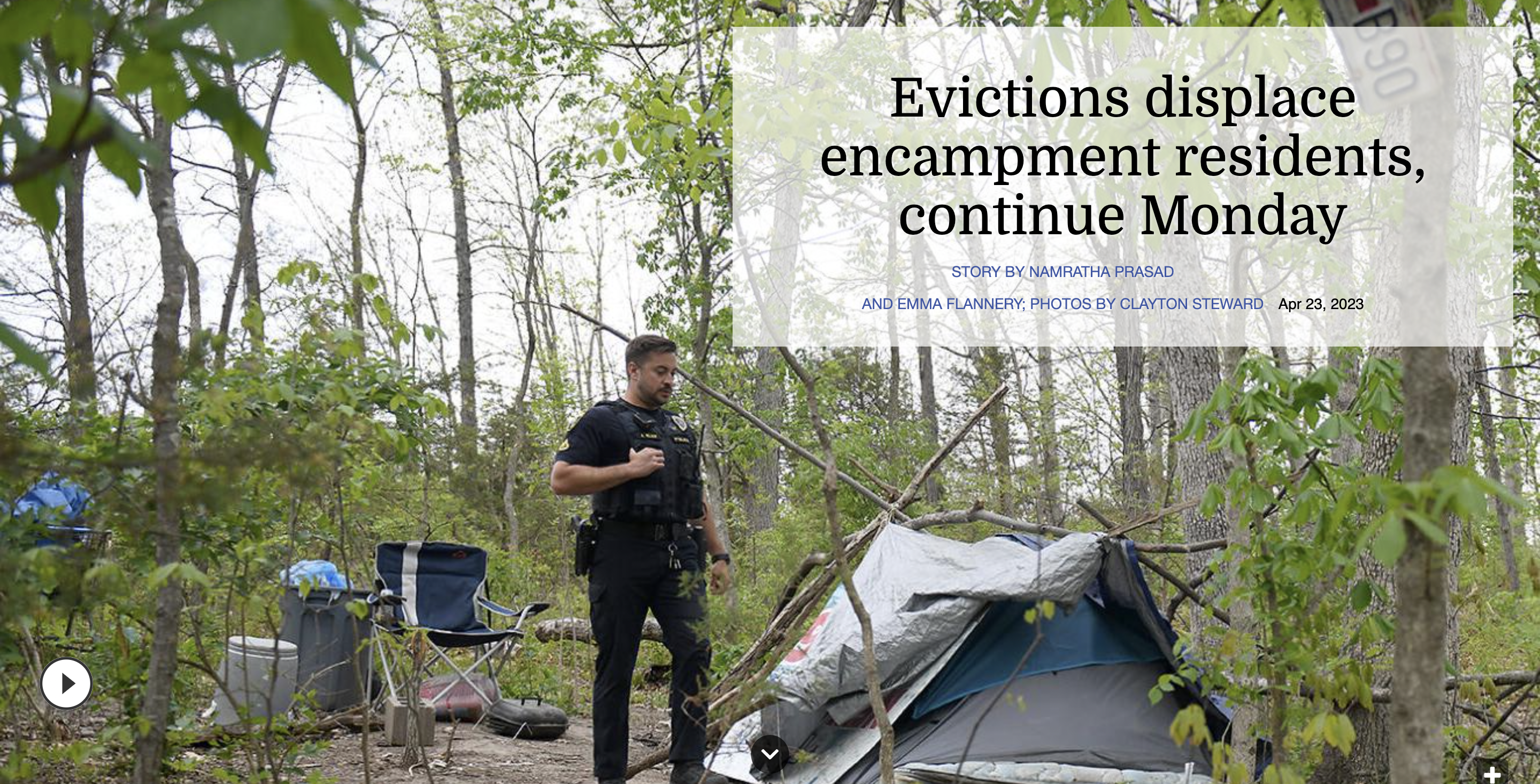 The Columbia Missourian - Click here to view web:  Evictions displace encampment...