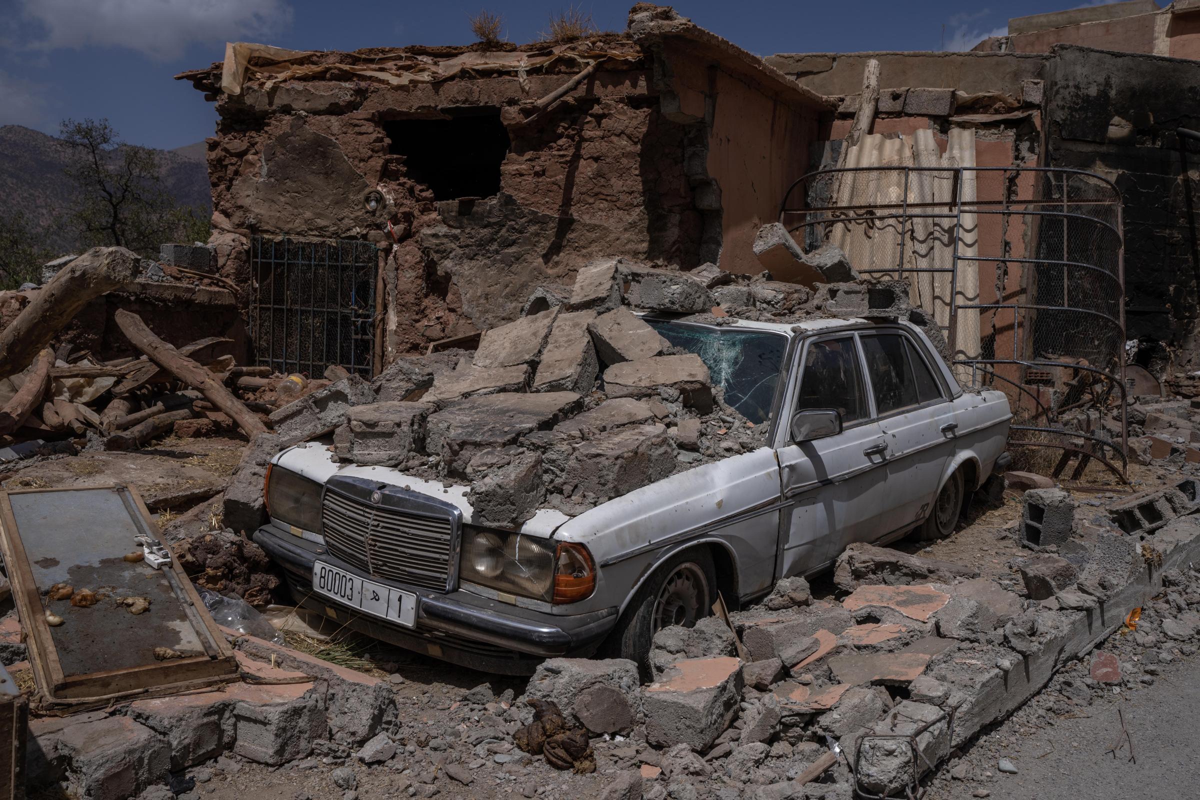 Morocco Earthquake - Damages from a deadly earthquake on the Tizi-N-Test pass...