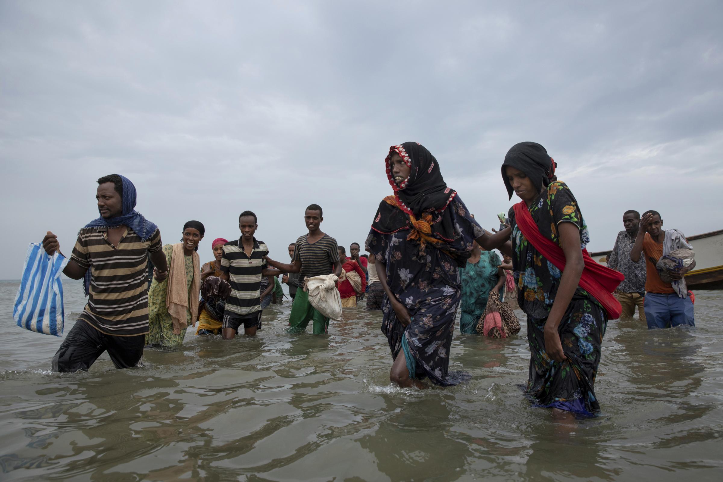 Migrants endure sea crossing to Yemen and disembark in hell -  Arriving from Obock, Djibouti to Ras al-Ara, Yemen. 