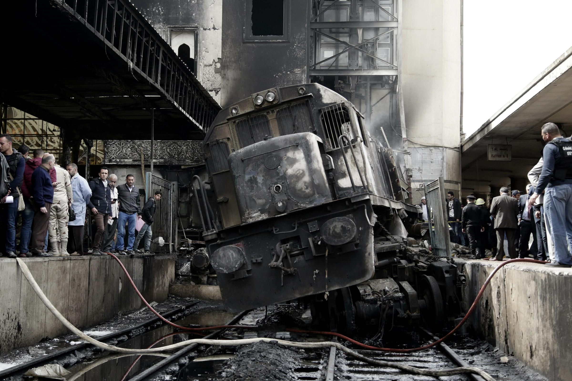 Fiery Crash at Cairo Train Station -  Damages at Ramsis train station. 