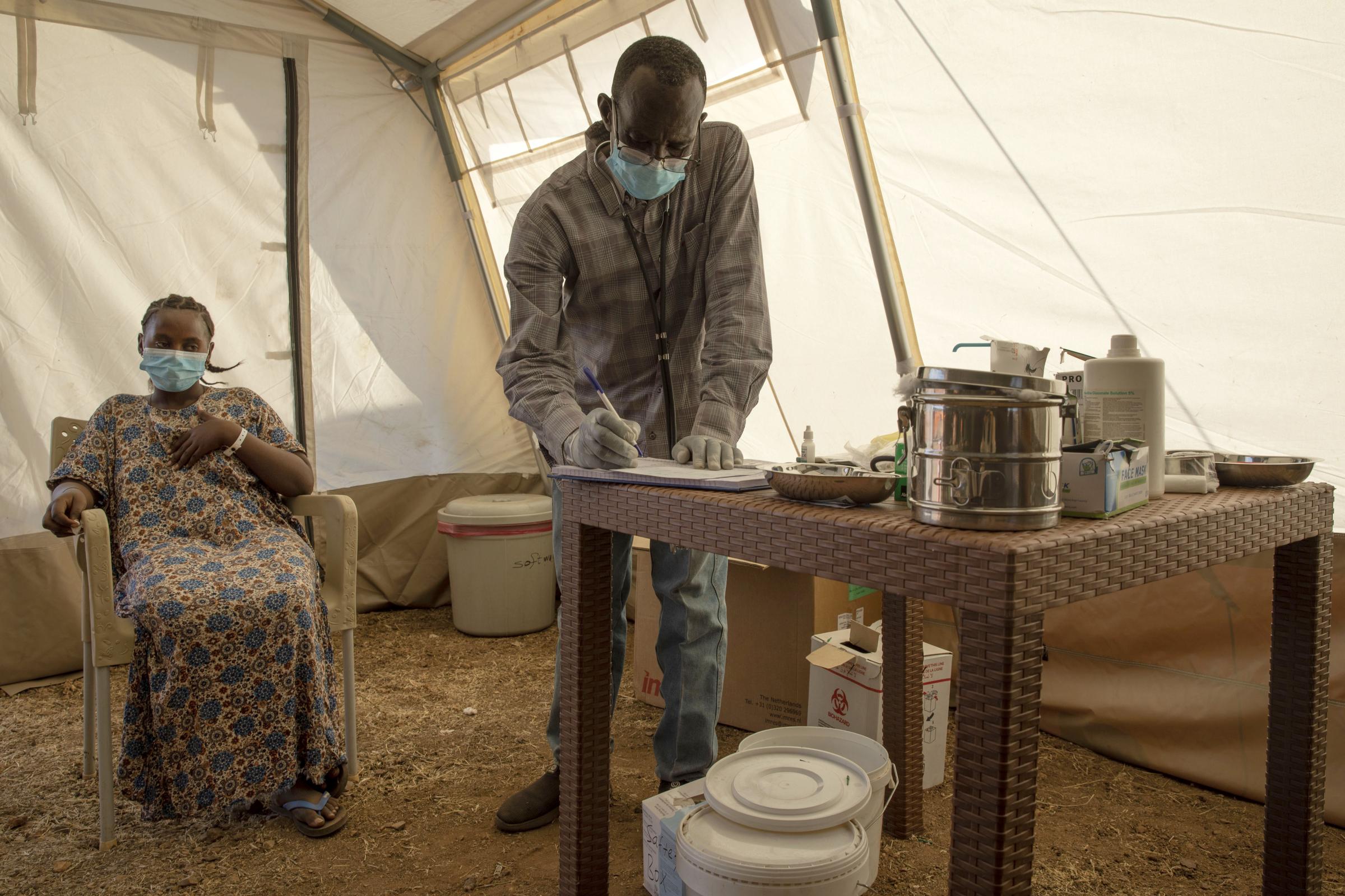 Medecins Sans Frontieres (MSF) makeshift clinic, in Umm Rakouba refugee camp.