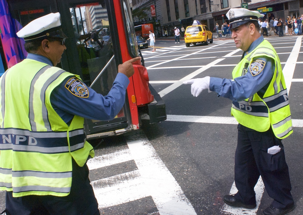 New York traffic cops directing traffic