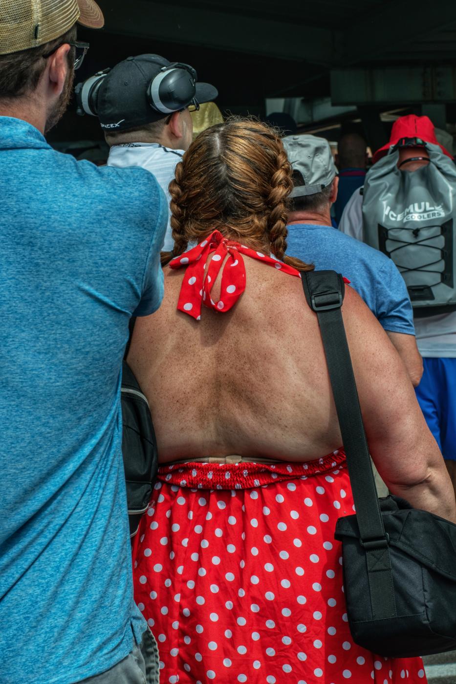 Queuing. Race fans carry cooler...Photo by Kathryn Coers Rossman.