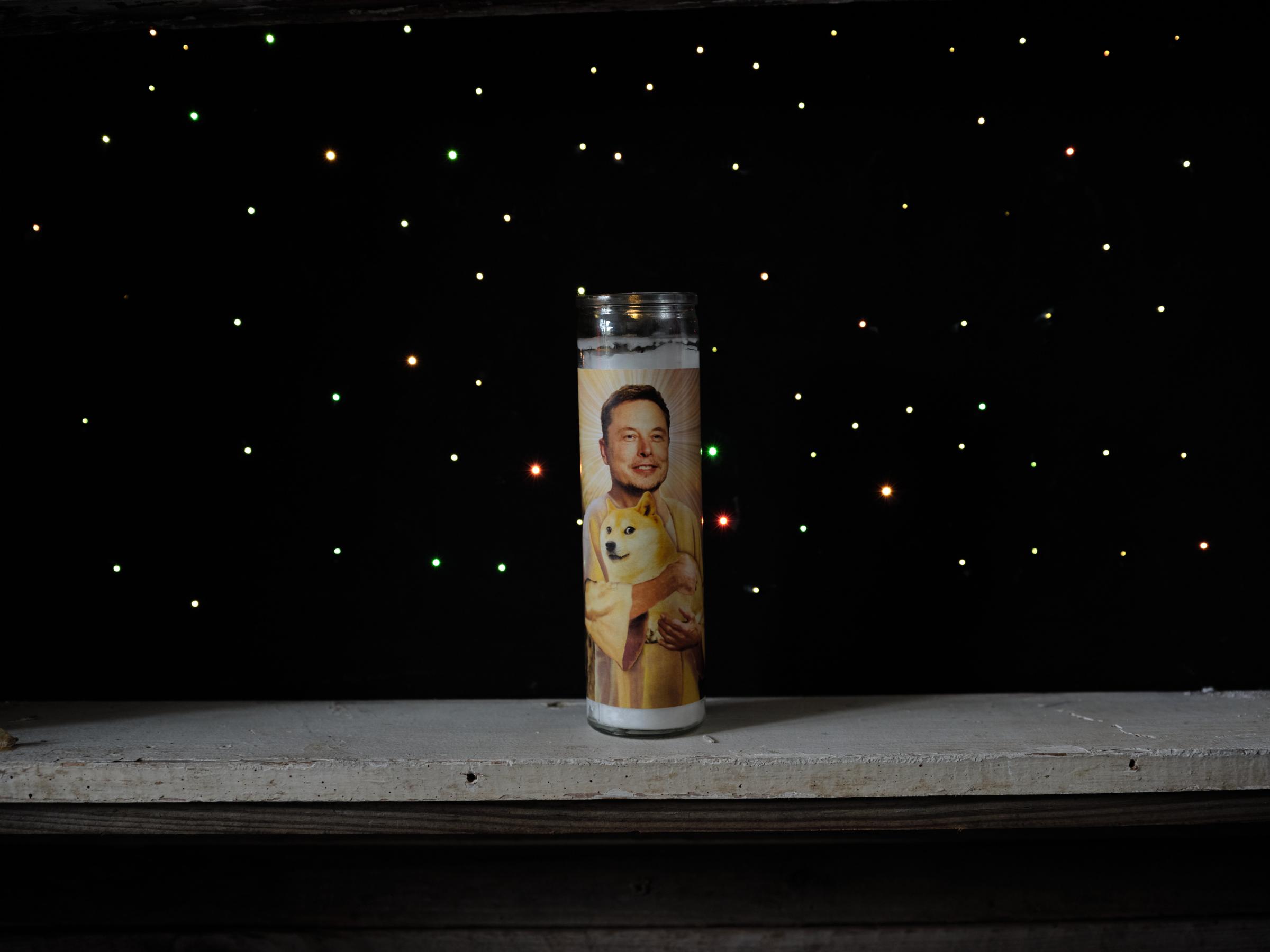 Rocket Ranch - An Elon Musk saint style candle decorates the main house...