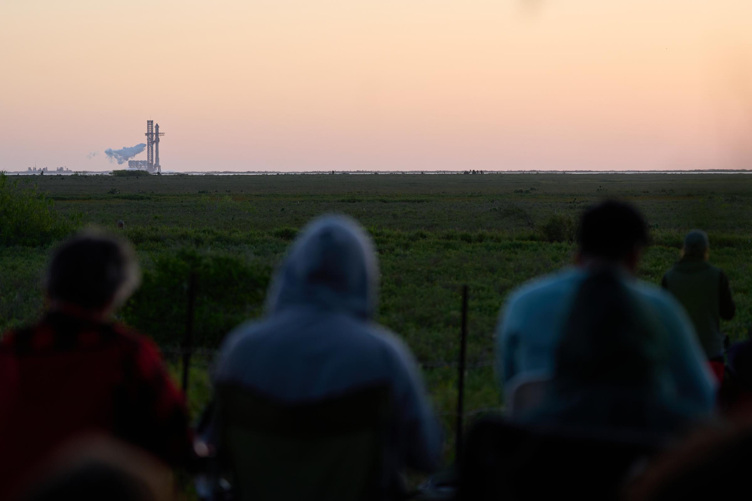 Rocket Ranch - Spectators get ready to see the launch of the Starship...