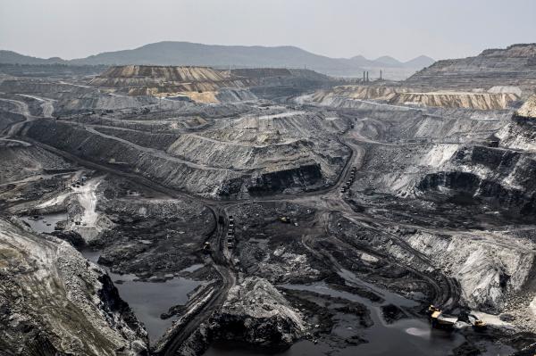News Coverage - General view of an open coal mine near Mahagama, in the...