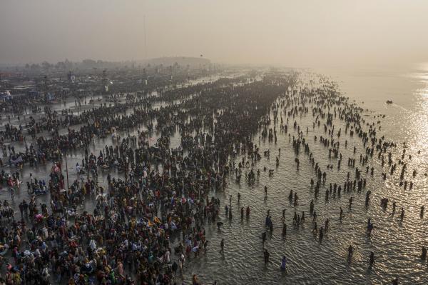 Religion and Festivals - In this aerial photo taken on January 14, 2020, Hindu...