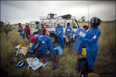 Women De-Miners, Mozambique. -  The Women's section deploy at 6am in Damo minefield,...