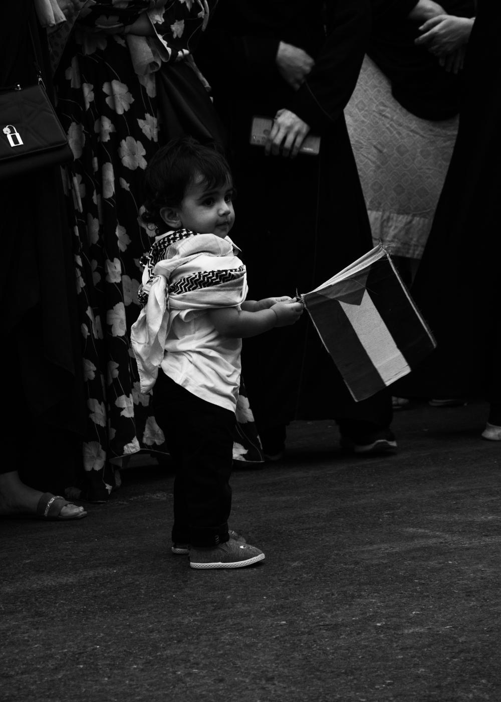 From the river to the sea - Little girl carrying Palestinian flag during the protest held in solidarity with Palestine on 15...