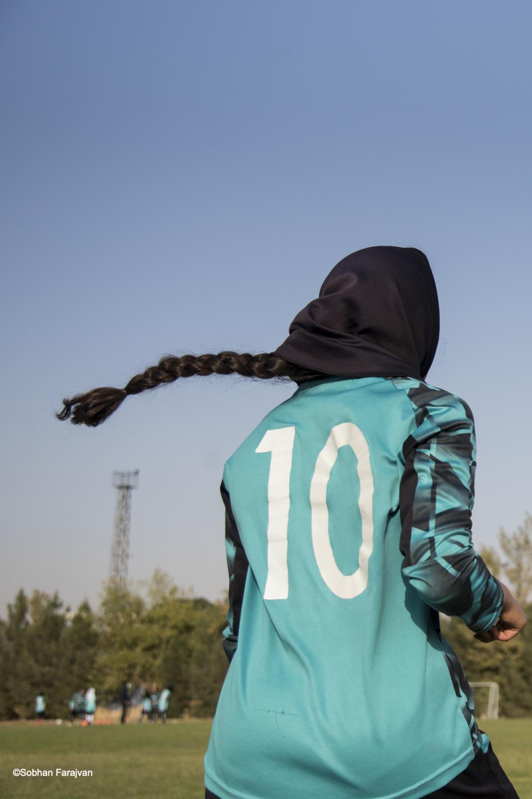 Iranian women's soccer academy - An Iranian girl player training soccer on the academy...