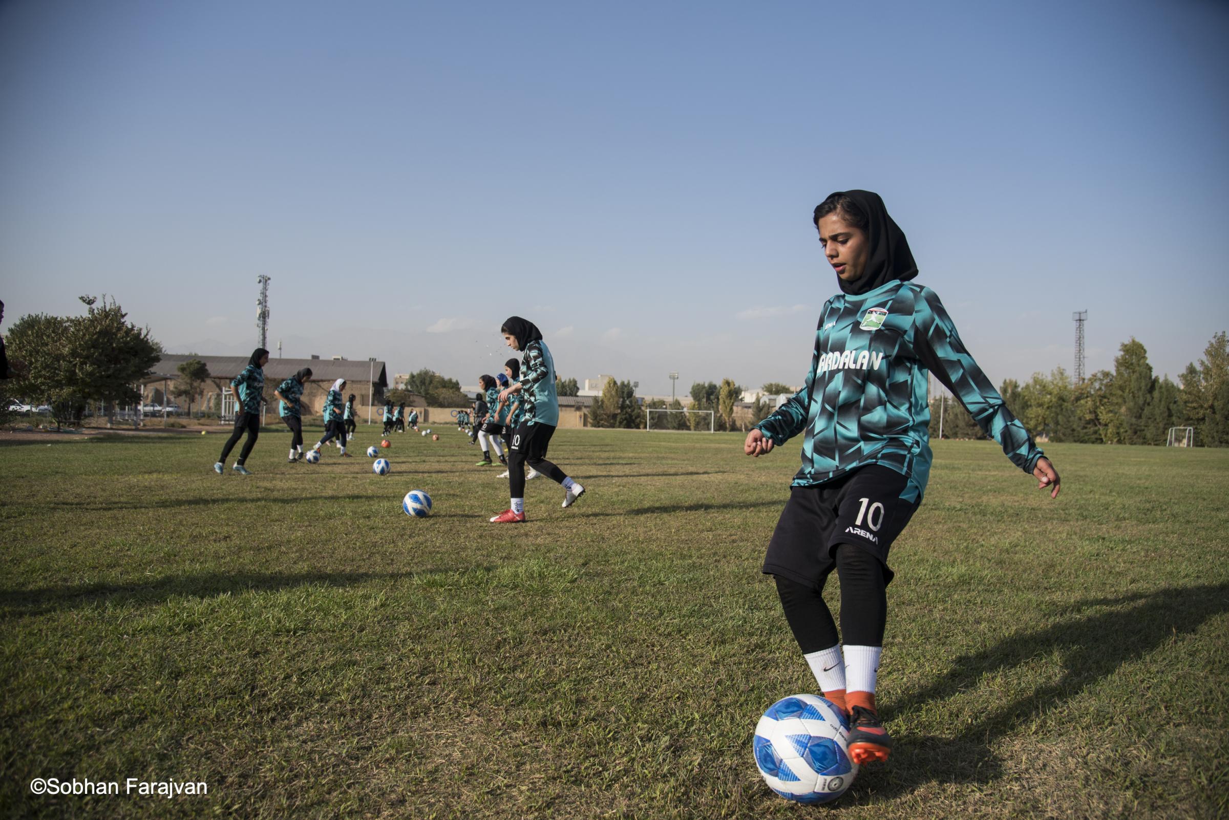 Iranian women's soccer academy - Iranian girl players are training soccer on the academy...