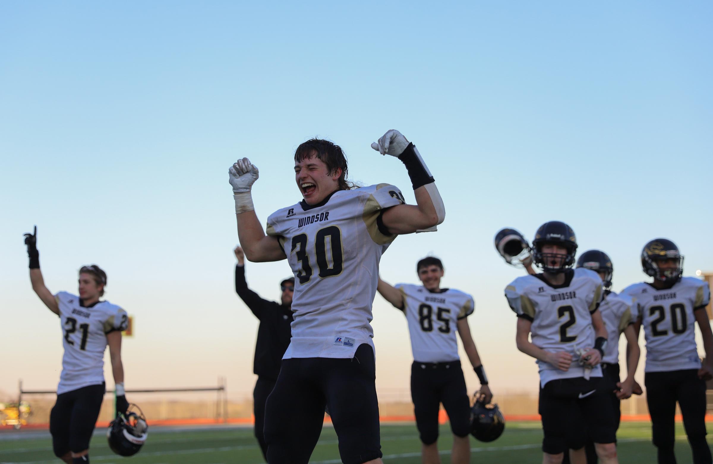 Singles -  Windsor High School junior Dalton Witherspoon yells in...