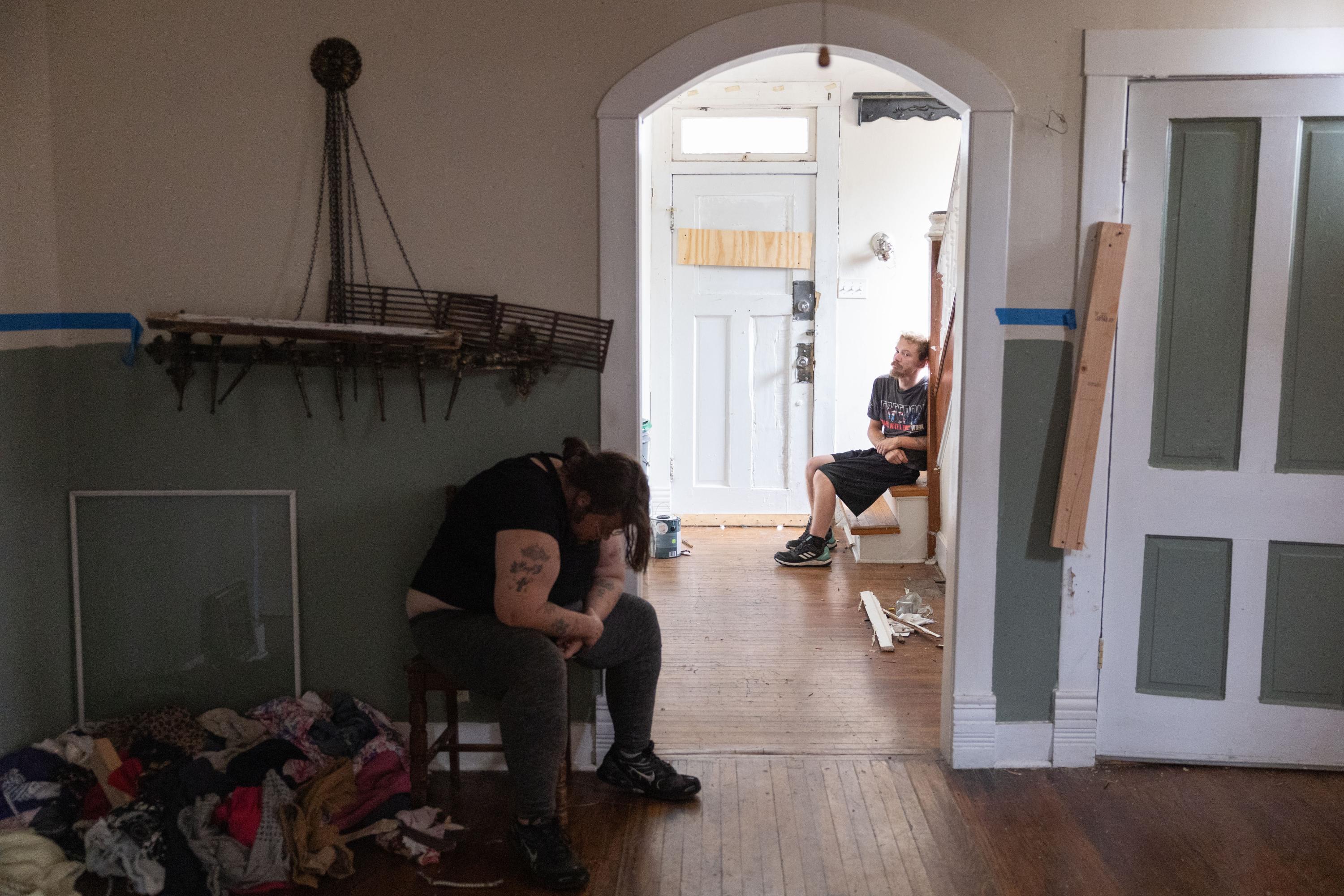 Carrie, Keeper of the House - Brianna Cobaugh and Brayden Green sit in the first floor...