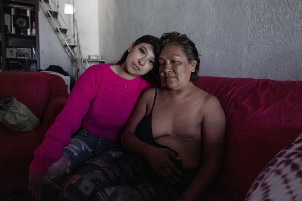 Image from Singles - Patricia Herrera, a patient with breast cancer with her...