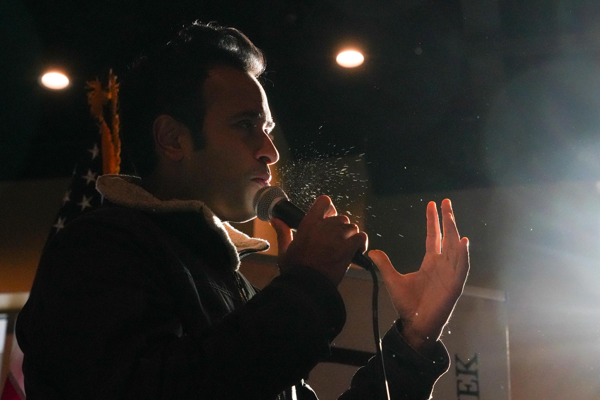 2024 Iowa Caucus  - GOP presidential candidate Vivek Ramaswamy speaks to voters at a “Commit to Caucus” rally on...