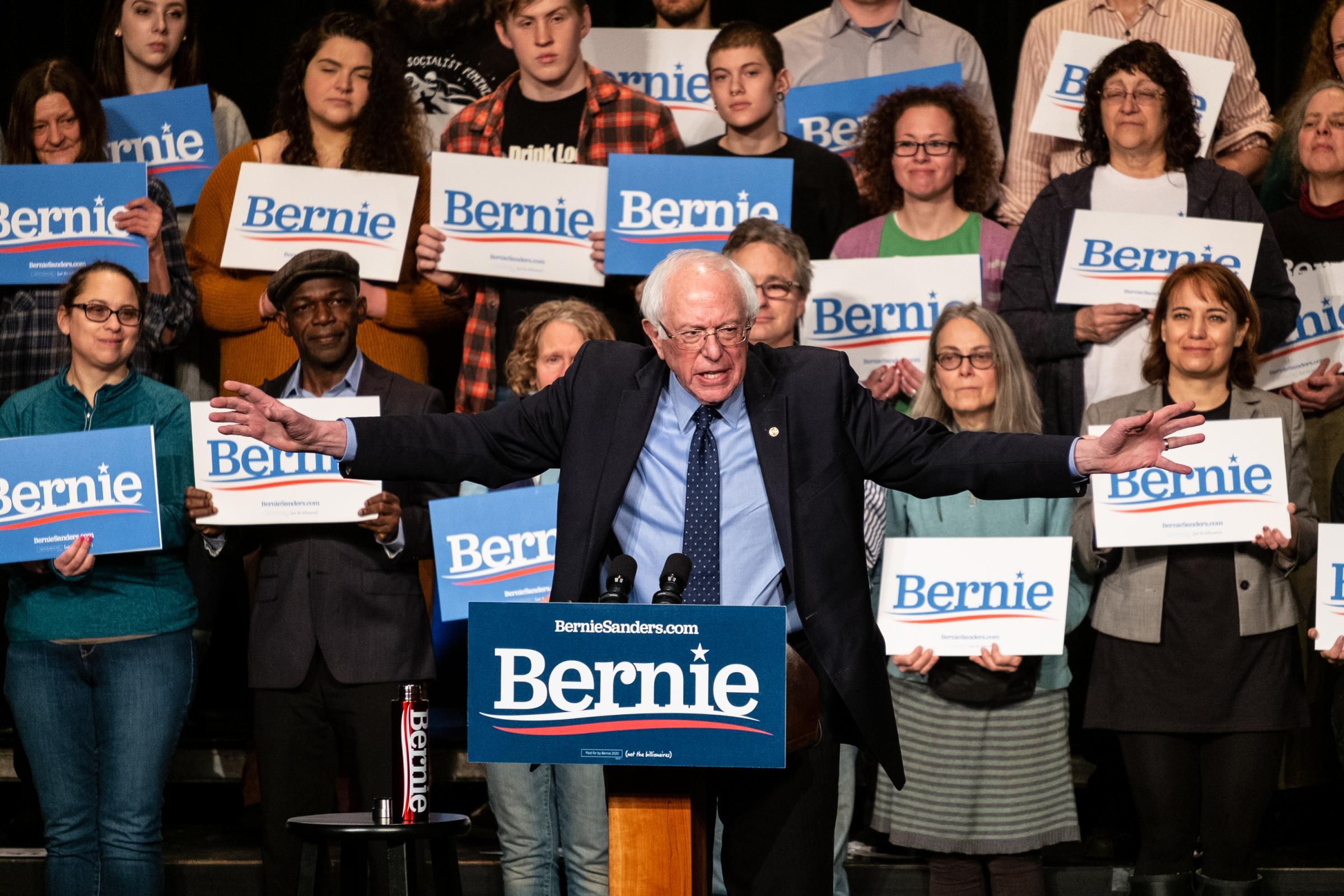 Politics - Bernie Sanders speaks to a full house during a rally at...