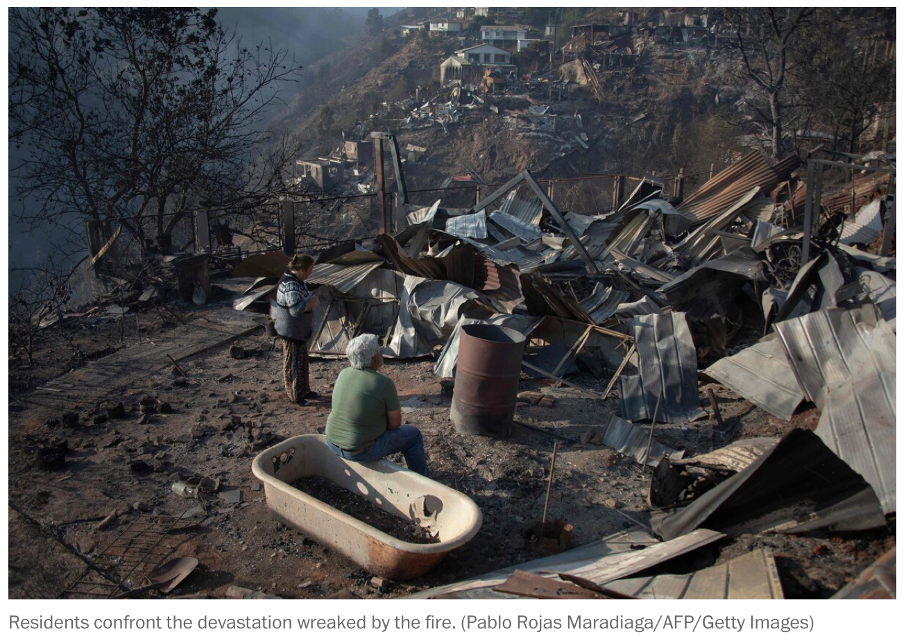 Washington Post: Massive Christmas Eve fire destroys 120 homes in a seaside Chilean town