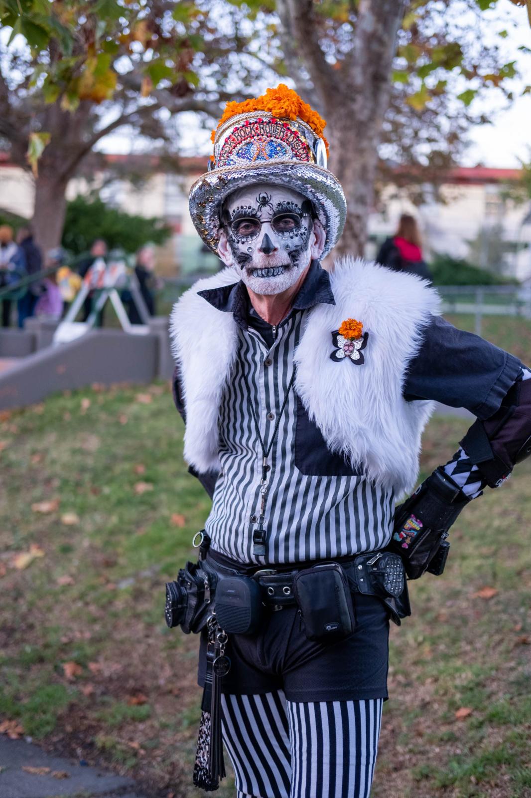 Day of the Dead Celebration - Ralph from San Francisco, poses with a skeleton costume...