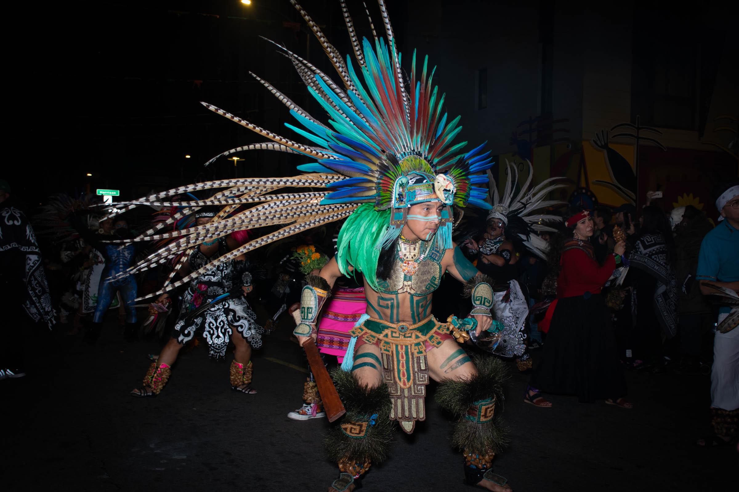 Day of the Dead Celebration - Dancers lead the Dia de los Muertos procession in the...