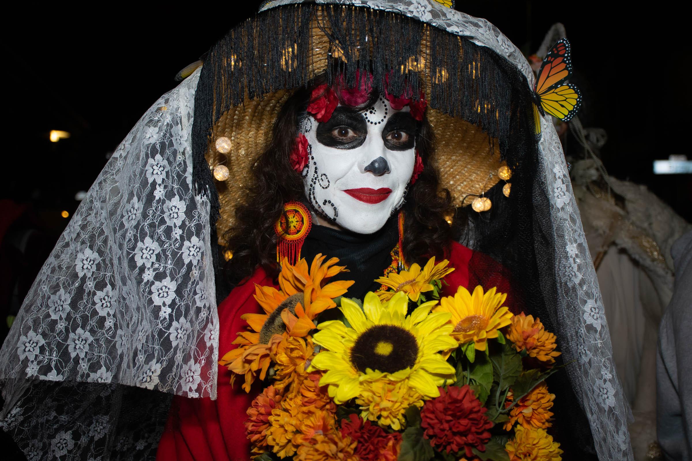 Day of the Dead Celebration - Participant of the Day of the Dead procession dressed as...