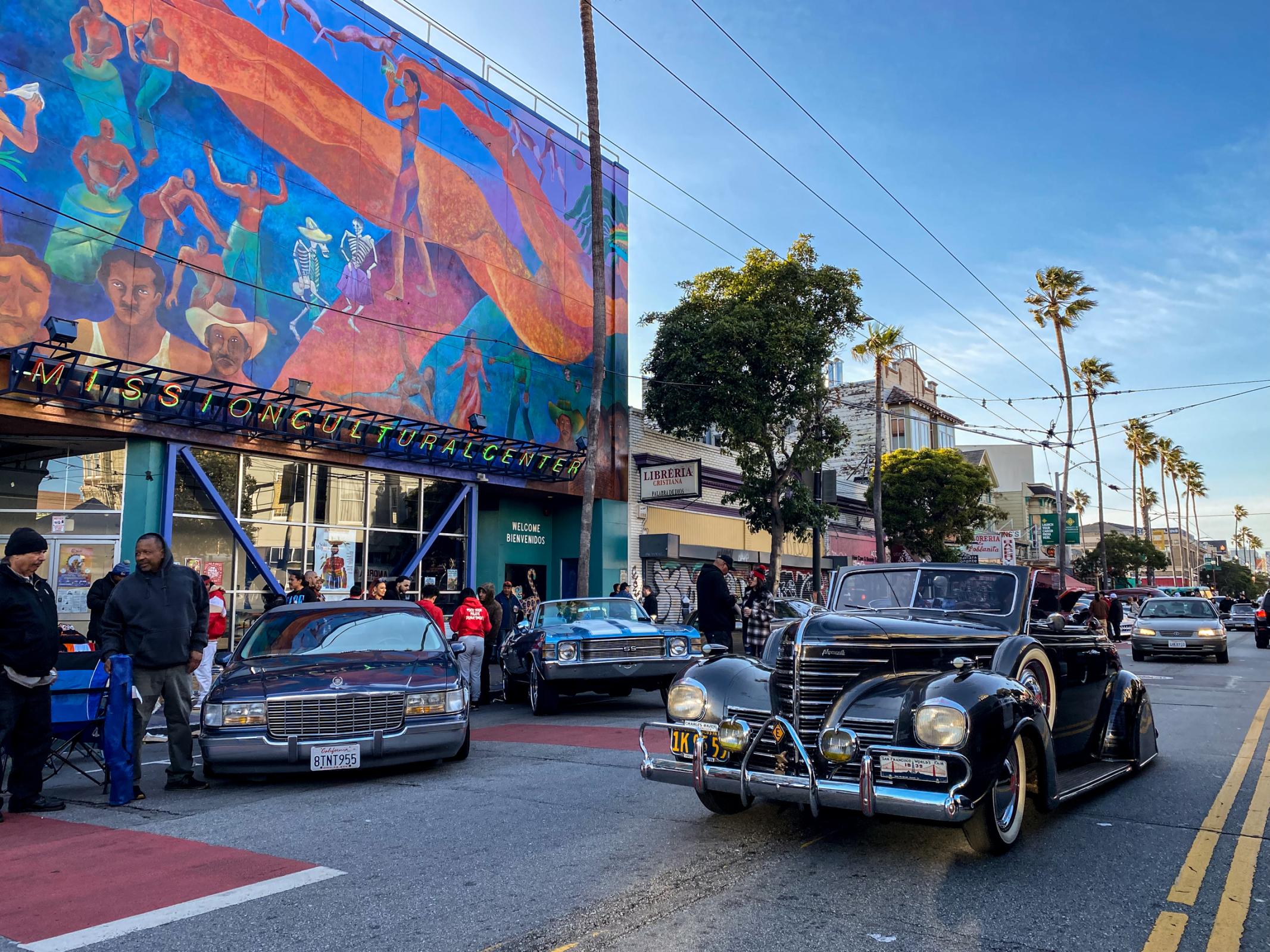 Lowriders Cinco de Mayo Show -  A black lowrider strolls down Mission street during the...