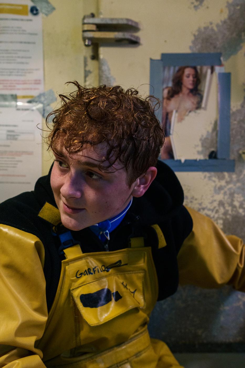 Image from Scapêche - Portrait of Romain, 21 years old, in the boat cabin, just...