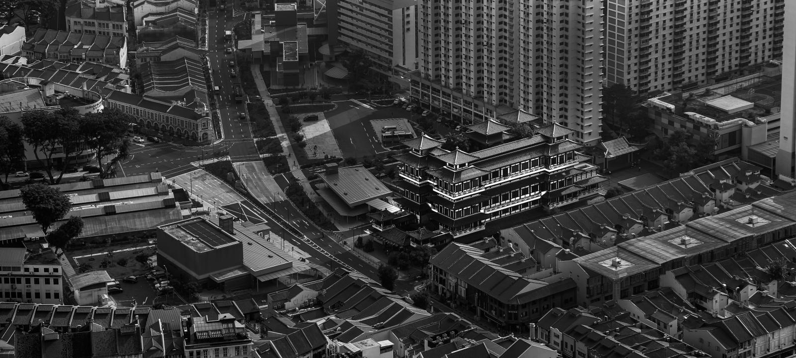 Aerial of Buddha Tooth Relic Temple 