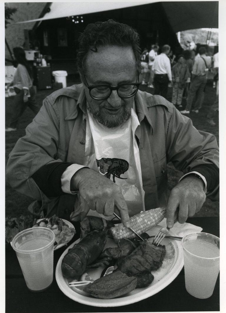 Photographic legend Arnold Newman enjoying a classic Maine lobster